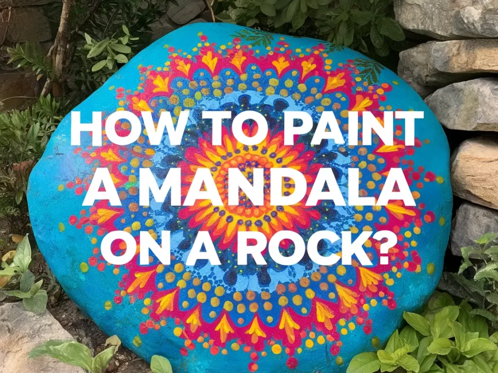 Vibrantly painted mandala on a rock showcasing bright colors and intricate designs