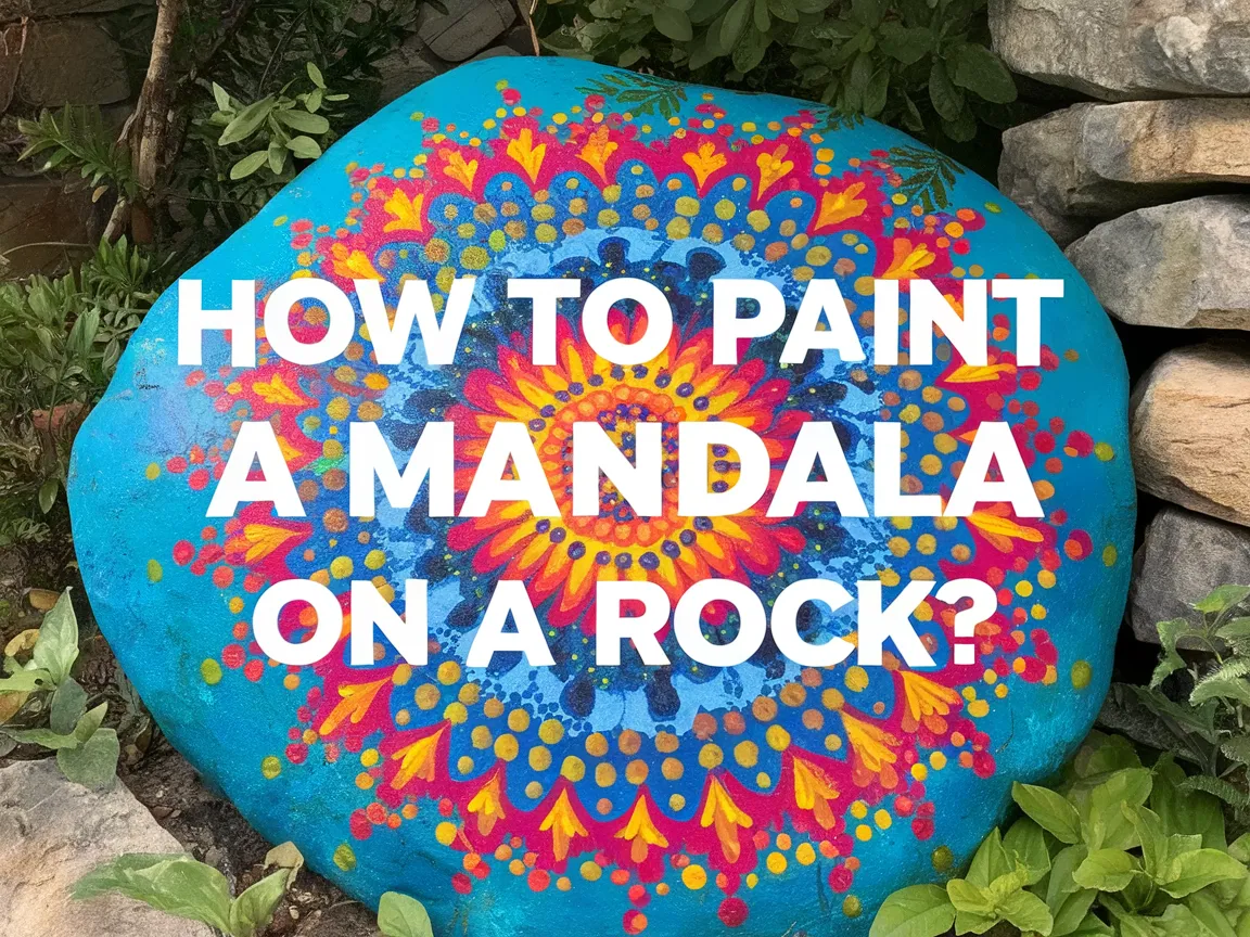 Vibrantly painted mandala on a rock showcasing bright colors and intricate designs