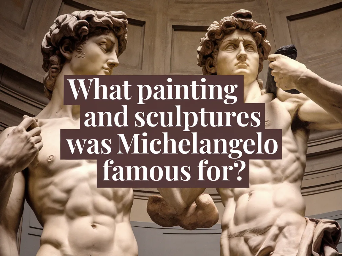 Detailed sculptures of David by Michelangelo, showcasing his mastery in both painting and sculpting in Renaissance art.