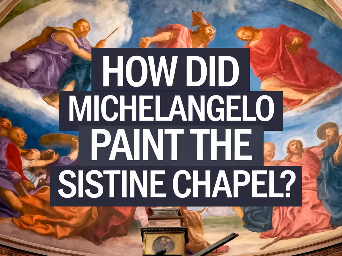 Image depicting the question How Did Michelangelo Paint The Sistine Chapel with vibrant frescoes in the background