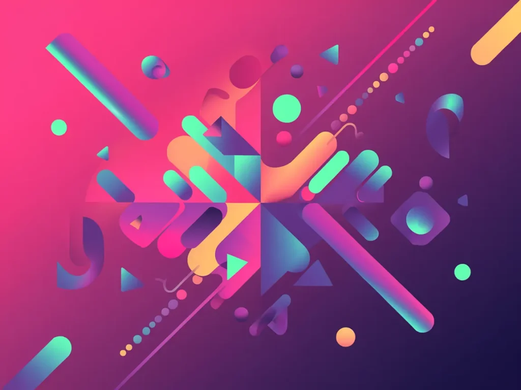 Colorful abstract design showcasing vector-like shapes and gradients, relevant to Microsoft Paint's vector capabilities.