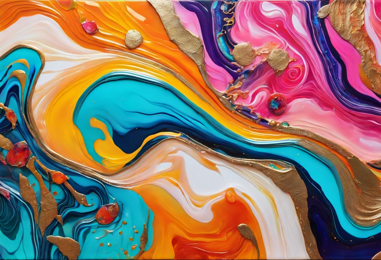 Colorful abstract art showcasing the mixing of resin with acrylic paint, illustrating the vibrant effects.