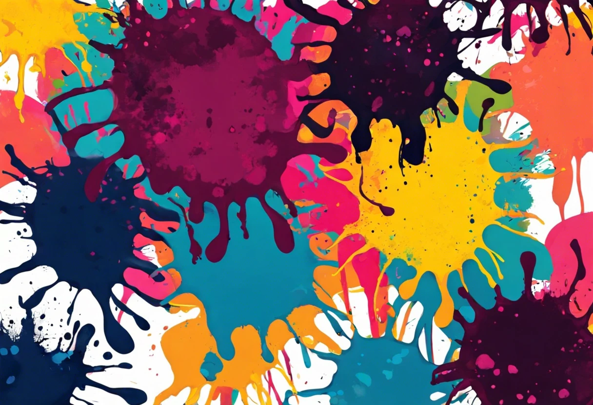 Colorful paint splashes illustrating the mixing of primer with paint.