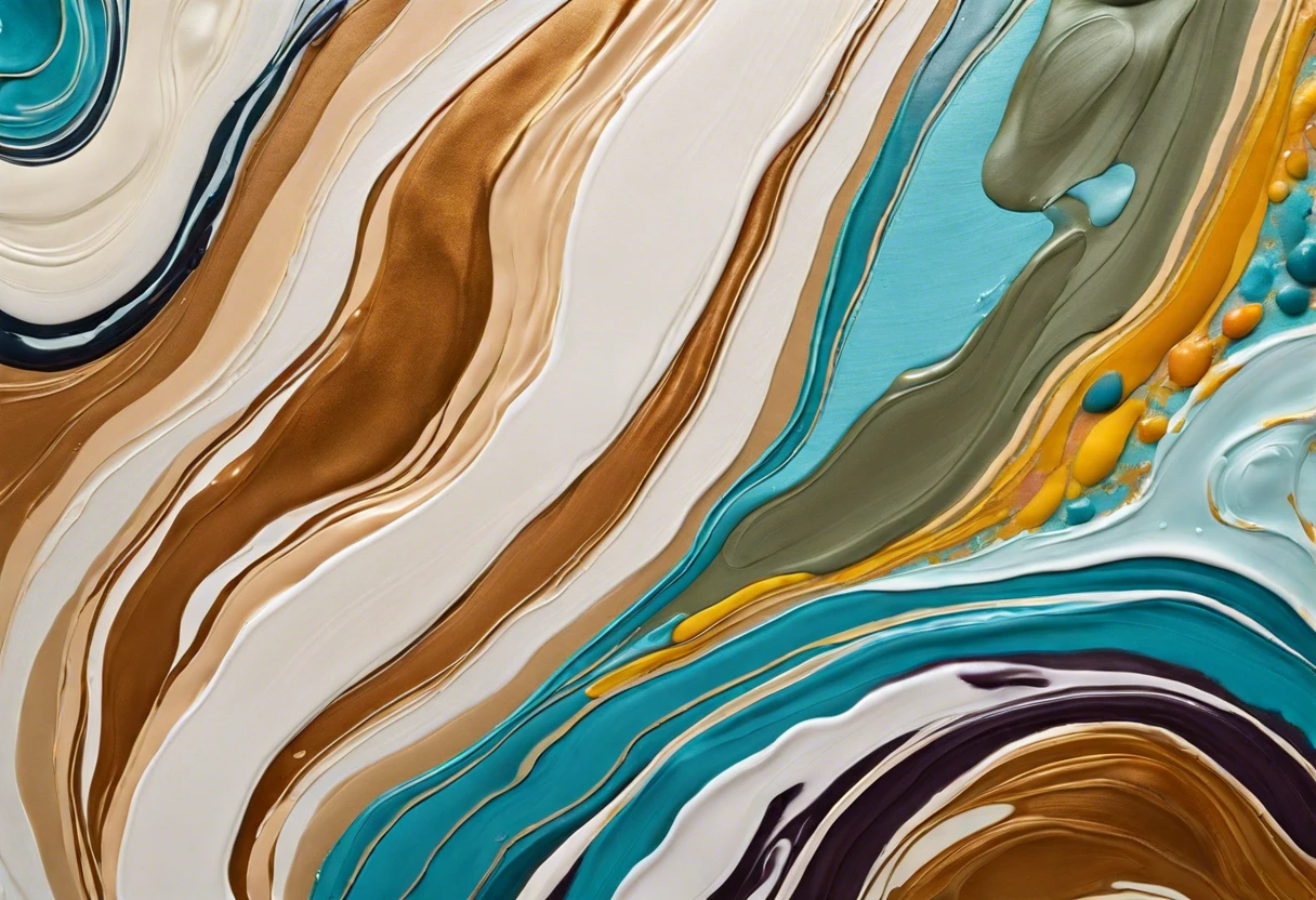 Abstract swirls of satin and eggshell paint demonstrating blending techniques