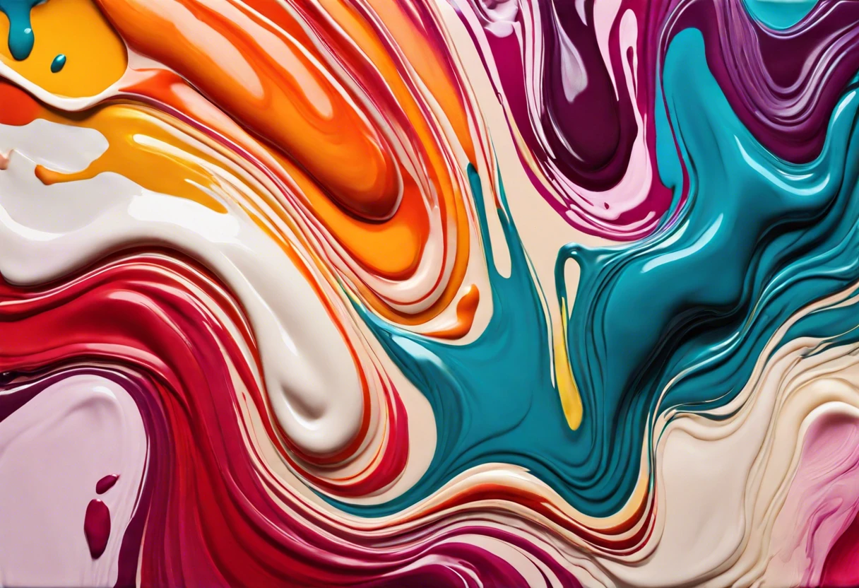 Colorful swirl of mixed satin and eggshell paint, illustrating the blending of finishes.