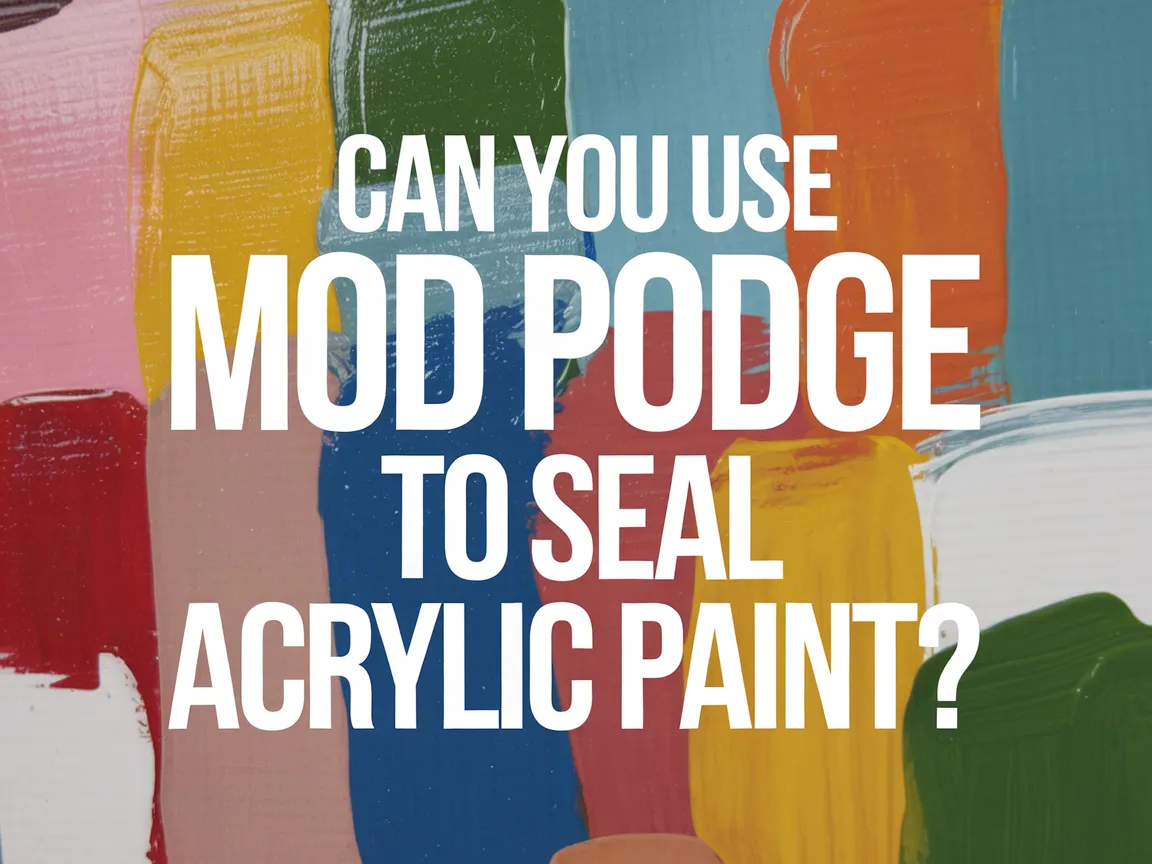 Colorful acrylic paint swatches with a question about using Mod Podge to seal acrylic paint