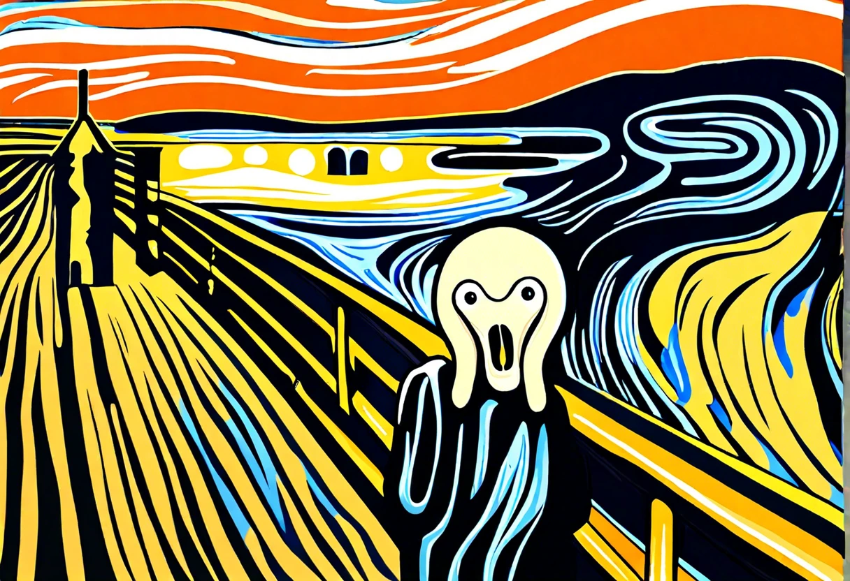 Edvard Munch's The Scream, a representation of existential anxiety and emotion, highlighting the artist's theme of human despair.
