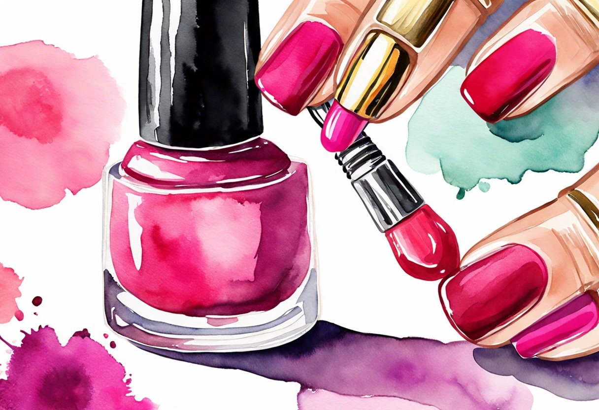 A hand holding nail polish bottles and applying polish, illustrating can you paint a light bulb with nail polish