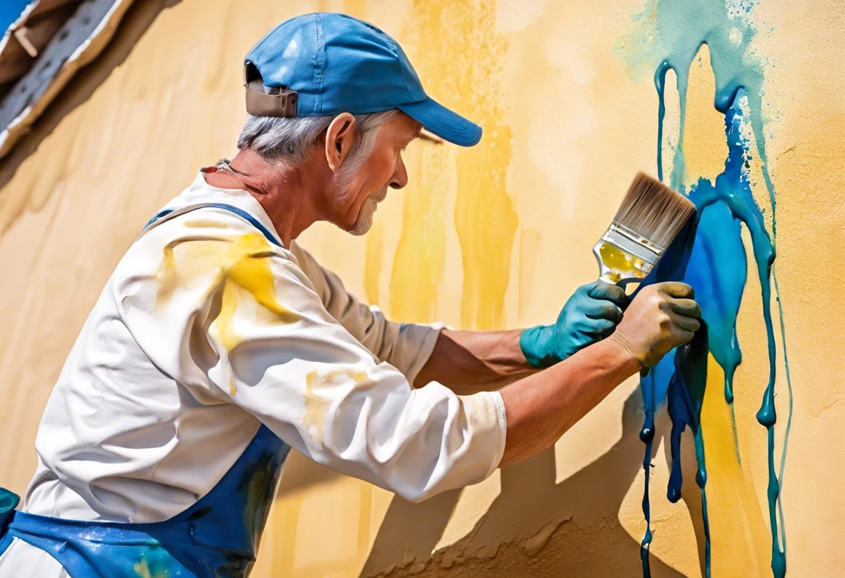 A person painting a wall, illustrating the process of using oil based paint over latex paint.