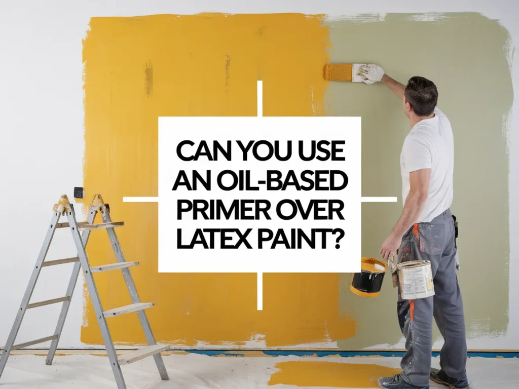 Person applying oil-based primer over previously painted latex wall