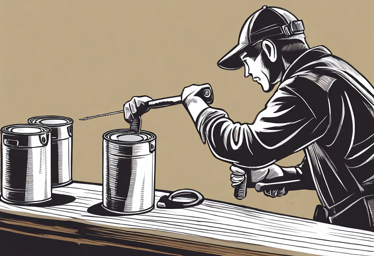 Person using a tool to open a Behr paint can without a spout