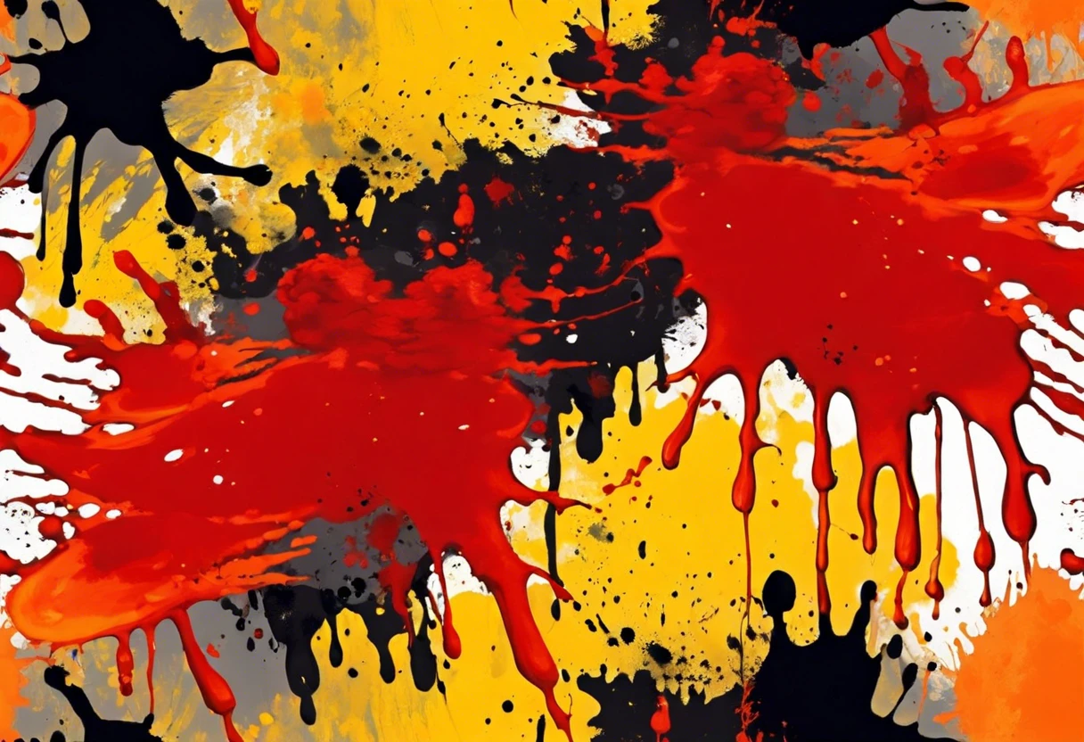 Color mixing of red and yellow paints to make orange