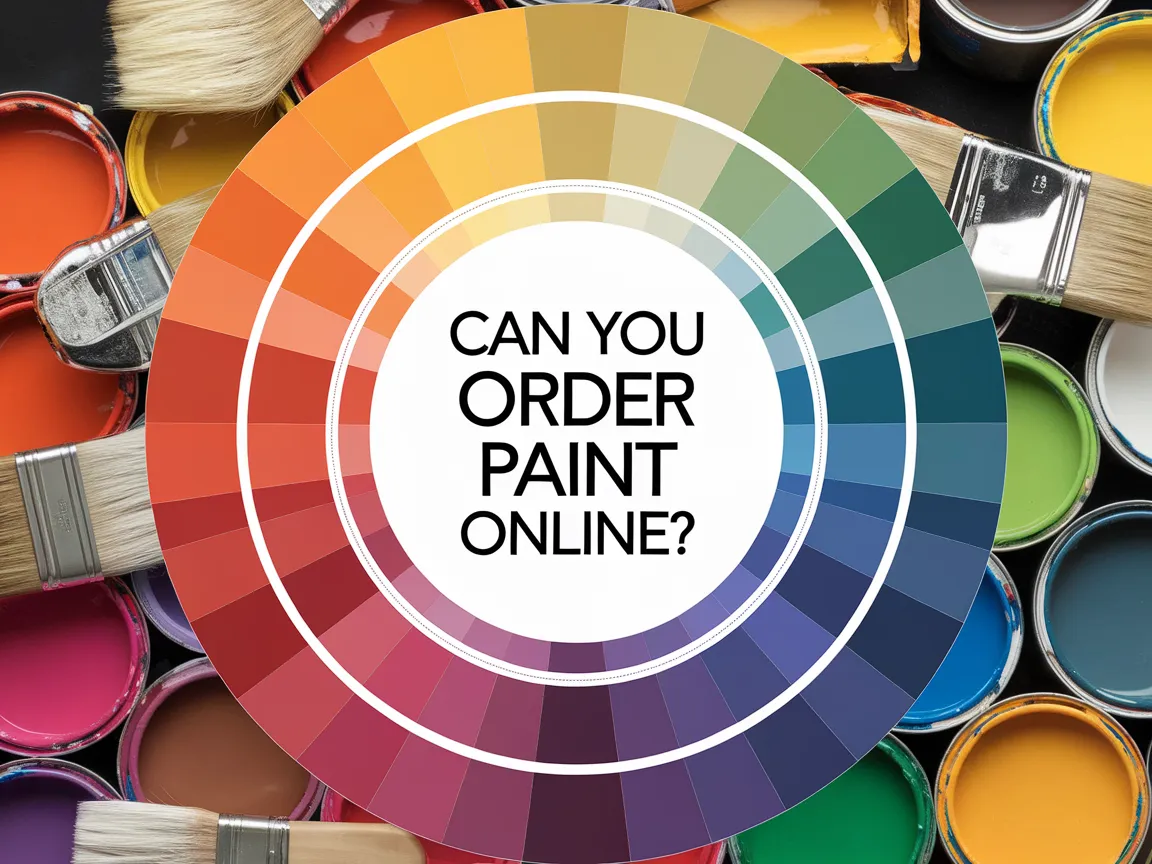 Color wheel with paint cans, highlighting the question Can You Order Paint Online?