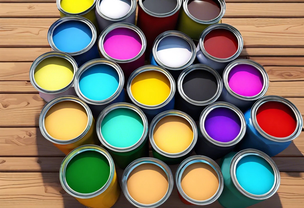A variety of paint cans with different colors, showcasing options for ordering paint online.