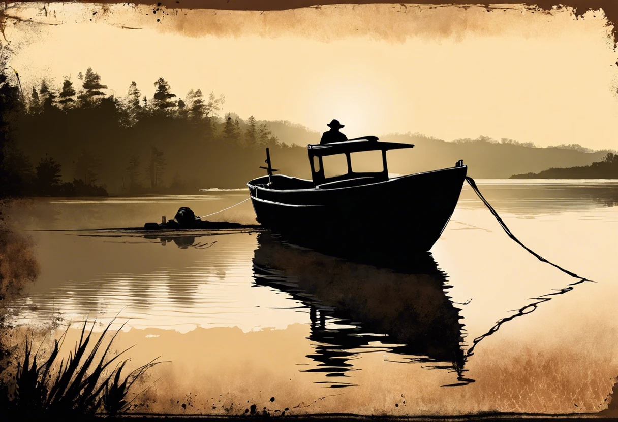 Silhouette of a boat on tranquil waters during sunset, illustrating the idea of painting a boat.