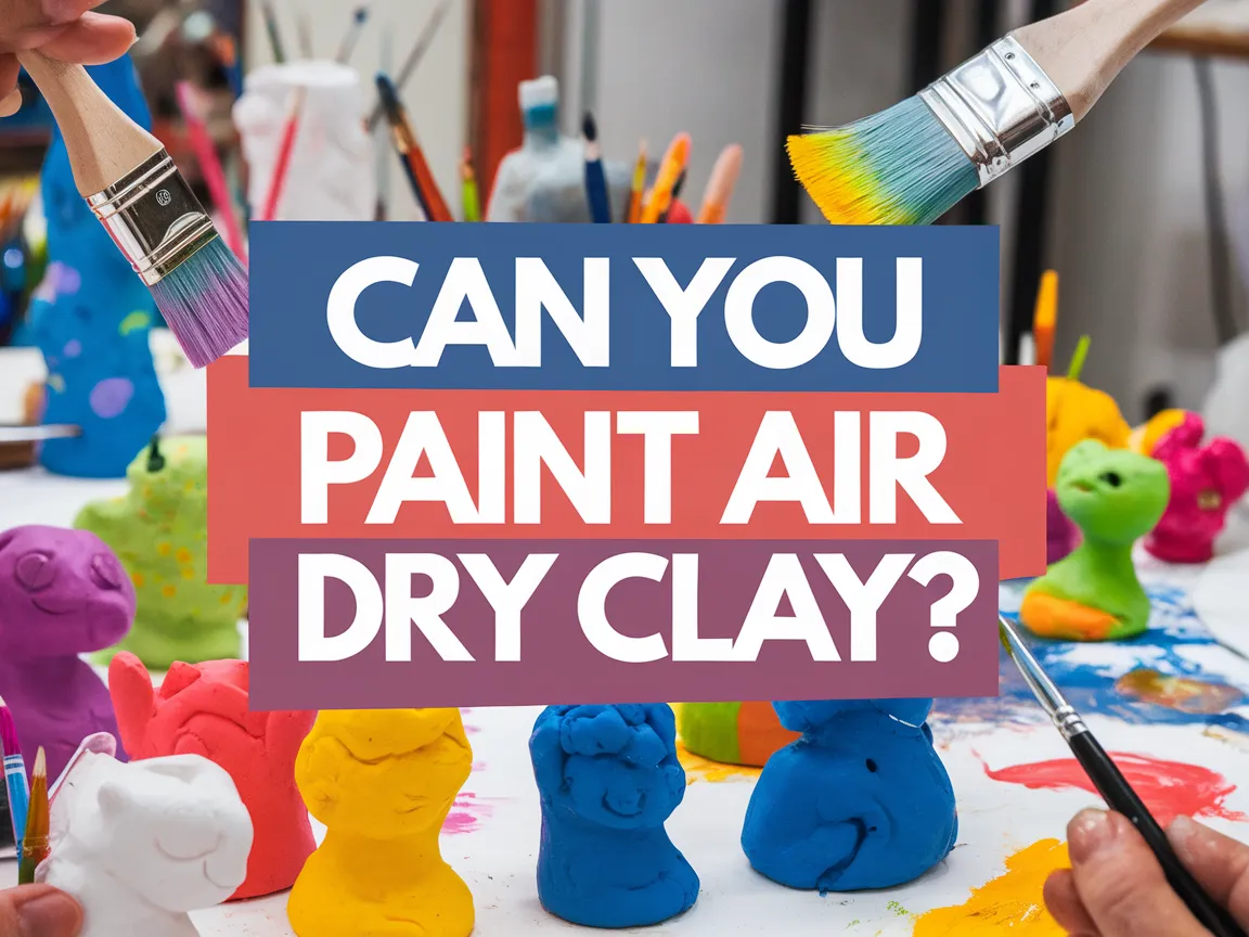 Colorful air dry clay figures and painting tools for DIY projects