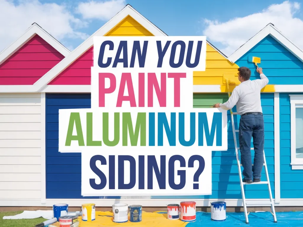 A person painting aluminum siding on a house with bright colors, highlighting the question of whether aluminum siding can be painted.