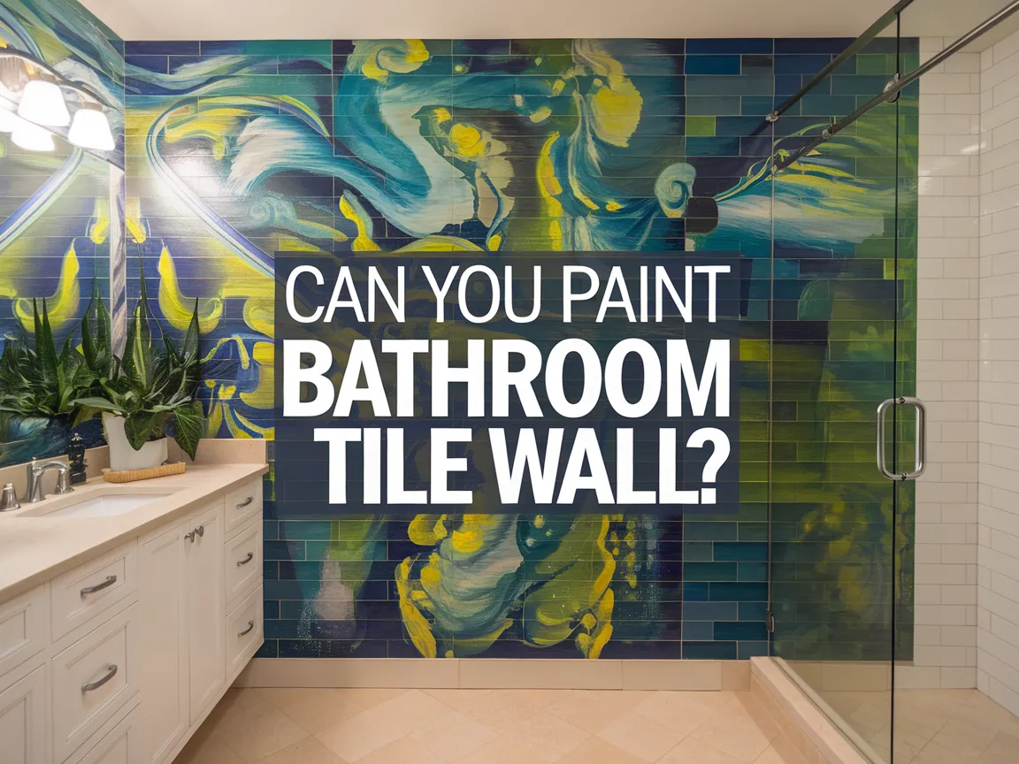 Vibrantly painted bathroom tile wall demonstrating creative painting options for bathroom renovations.