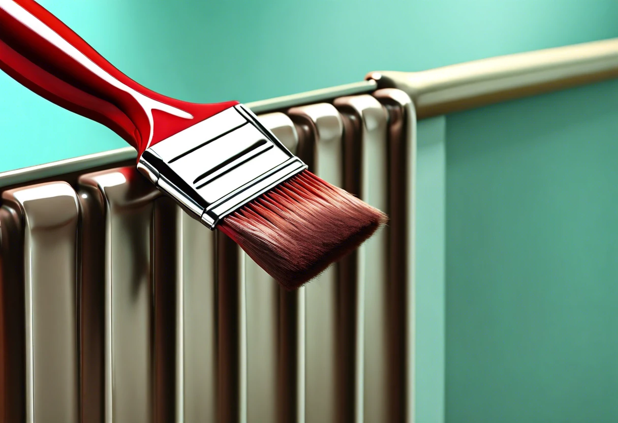 Painting behind a radiator with a brush for a fresh finish