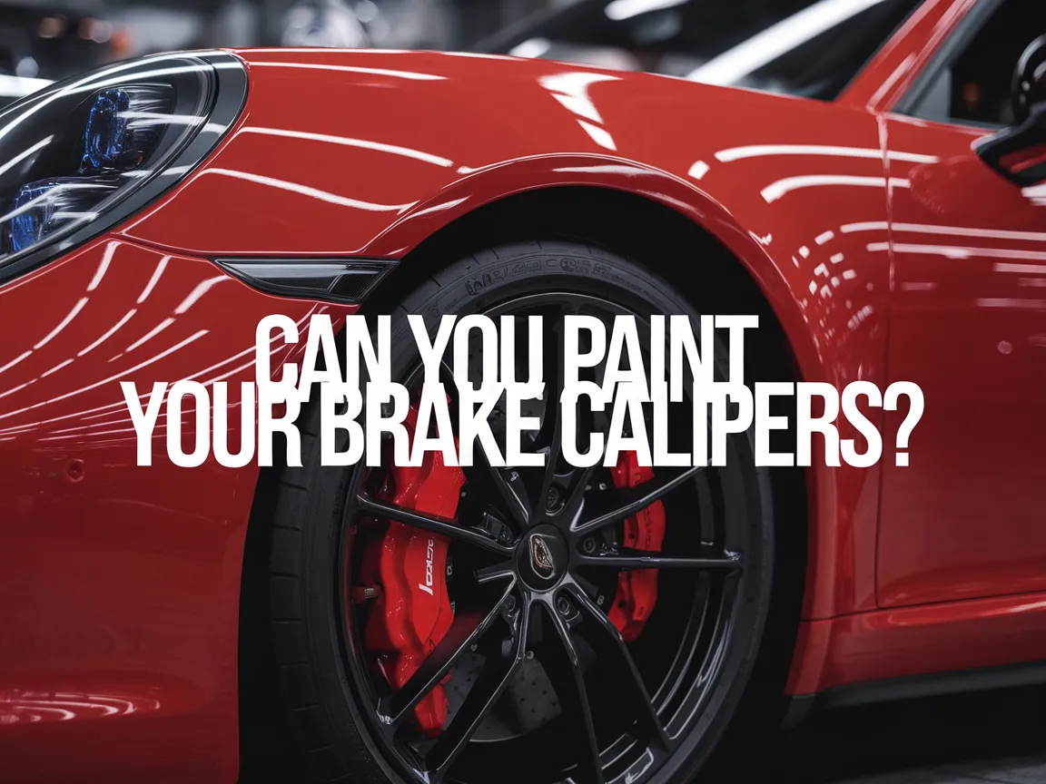 A close-up view of a red sports car showcasing painted brake calipers, related to the question of whether it's possible to paint your brake calipers.
