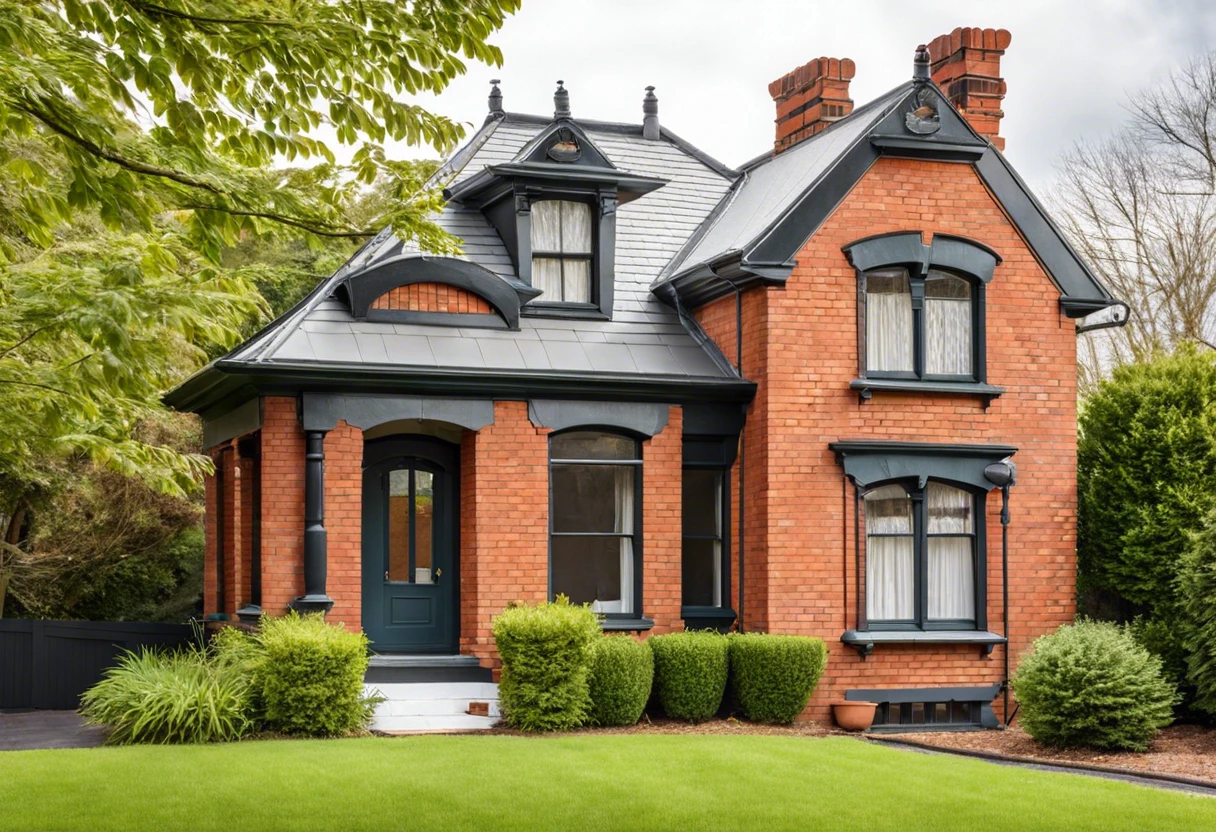 Beautifully painted brick home showcasing vibrant colors and architecture.