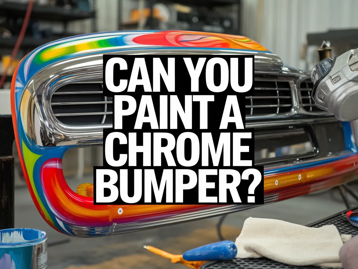 A painted chrome bumper being worked on, illustrating the question of whether you can paint a chrome bumper.