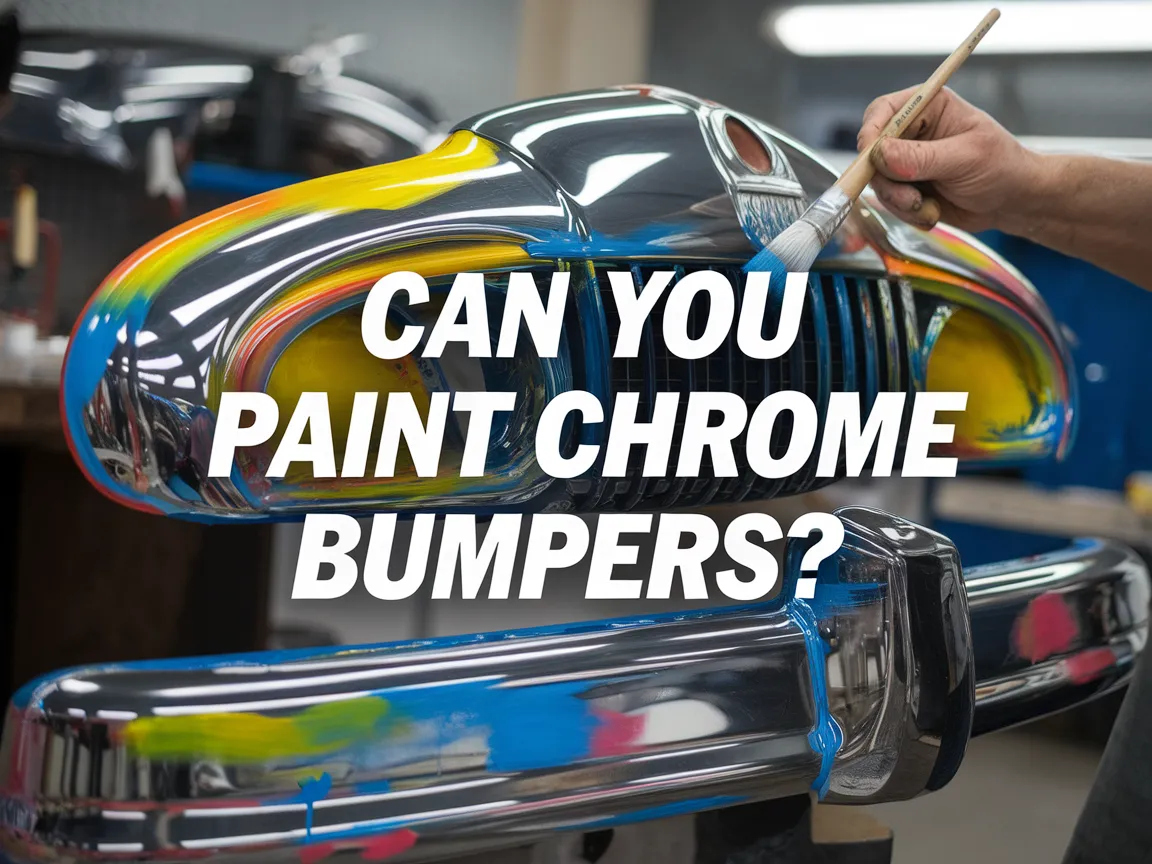 Painting a chrome bumper with a paintbrush, illustrating the process of customizing chrome bumpers.