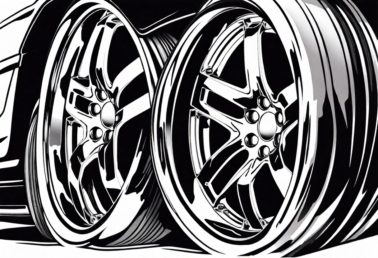 Close-up image of chrome rims that can be painted black for a custom look.