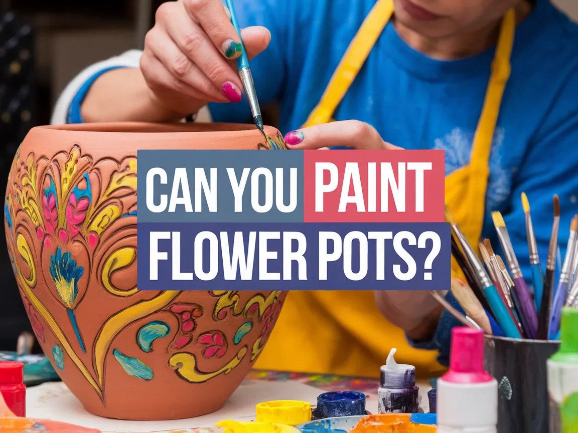 Person painting a colorful design on a clay flower pot, illustrating techniques for decorating clay pots.