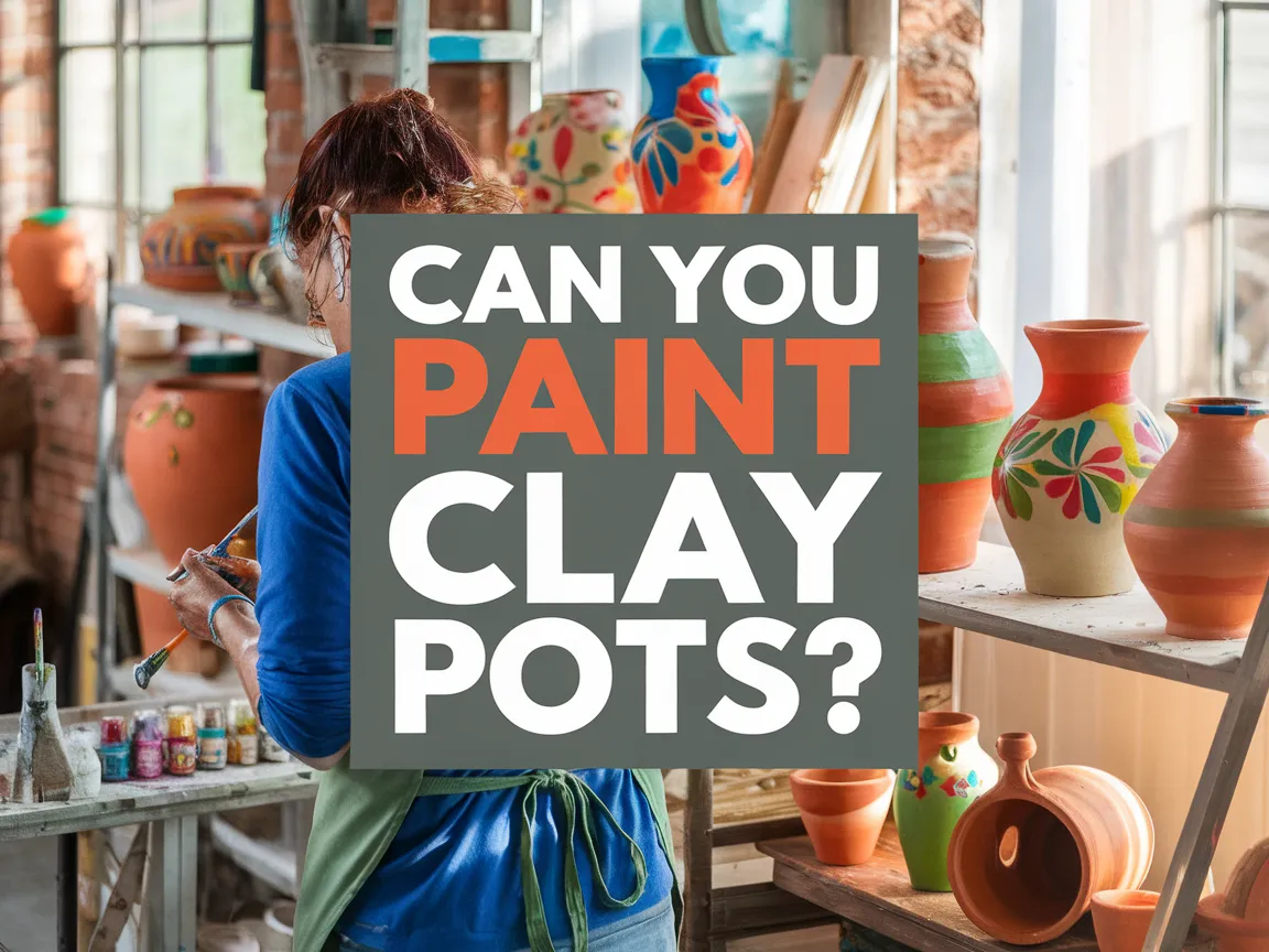 Person painting colorful designs on clay pots in a workshop, emphasizing the art of painting clay pots.