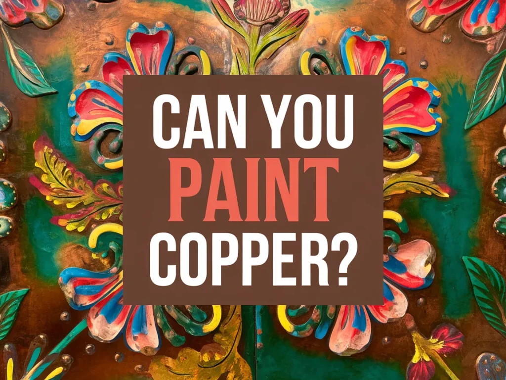 Colorful painted design on a copper surface, illustrating the process of painting copper.