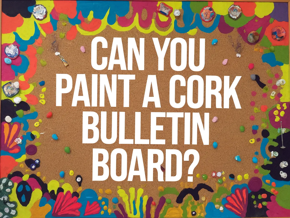 Colorful cork bulletin board with the question 'Can You Paint A Cork Bulletin Board?'