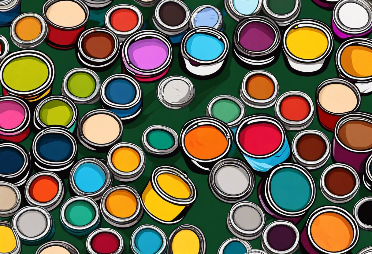 Variety of paint cans showcasing different colors and sizes, relevant for understanding paint costs