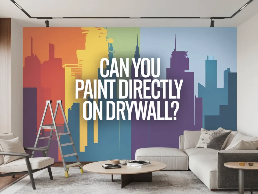 Colorful mural on drywall with a ladder, discussing painting directly on drywall