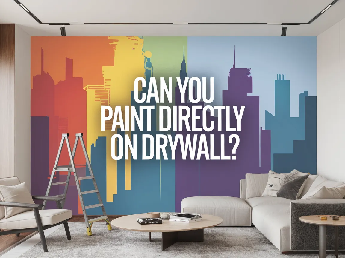Colorful mural on drywall with a ladder, discussing painting directly on drywall