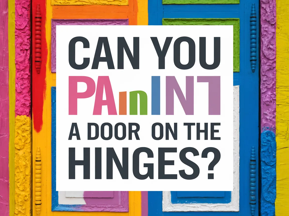 Colorful door with a playful question about painting a door on the hinges.