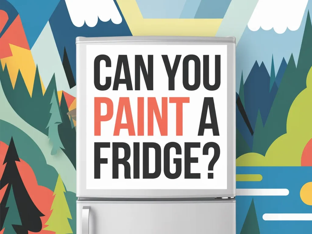 A refrigerator with the question 'Can You Paint A Fridge?' displayed prominently, emphasizing the theme of painting appliances.