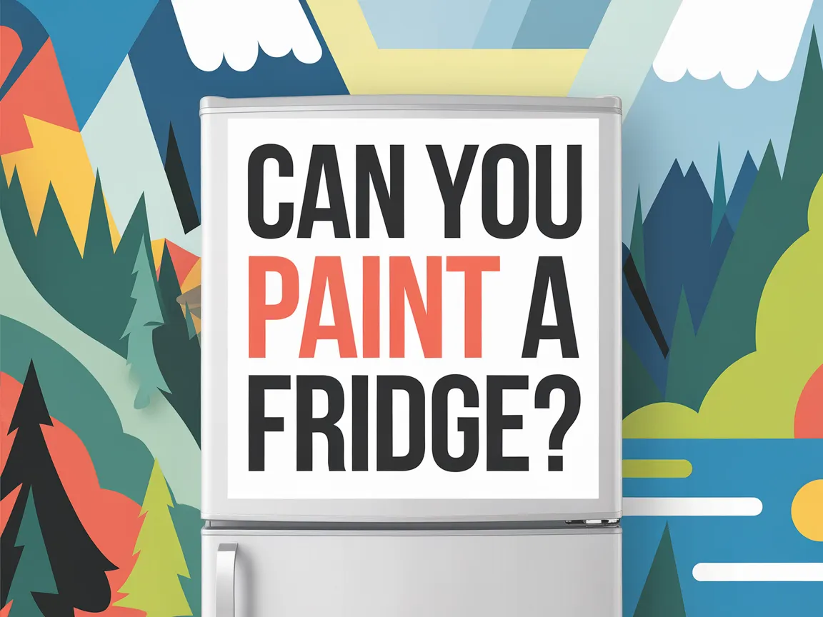 A refrigerator with the question 'Can You Paint A Fridge?' displayed prominently, emphasizing the theme of painting appliances.