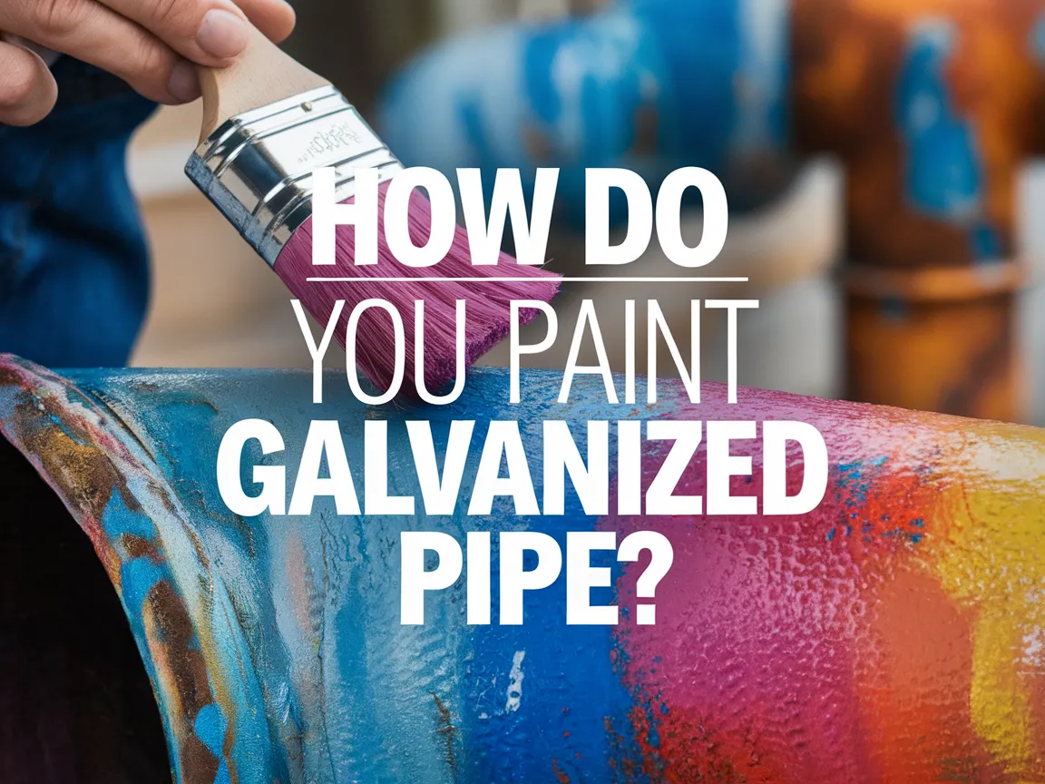 A person painting a galvanized pipe with a brush, showcasing techniques for painting galvanized pipe.