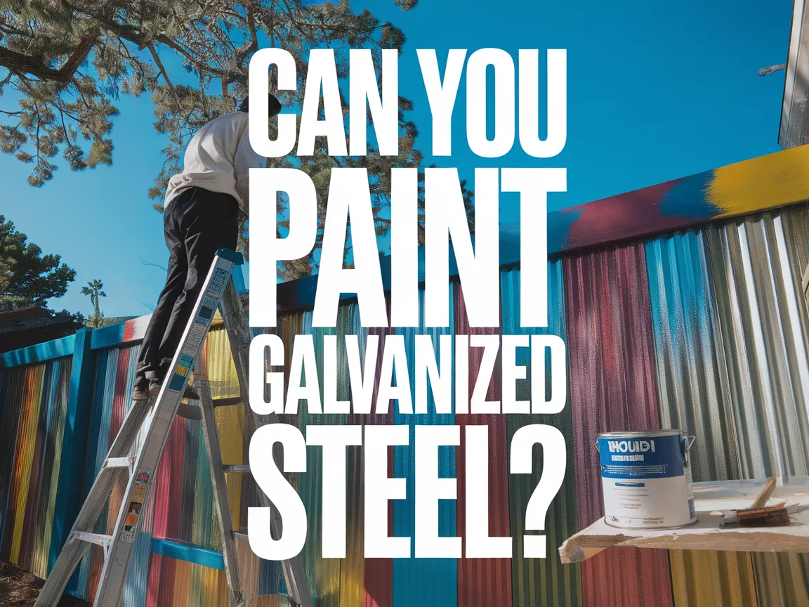 Person painting galvanized steel fence with colorful paint, illustrating the question 'Can you paint galvanized steel?'