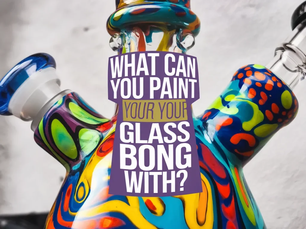 Colorful patterns on a glass bong showcasing various paint options.