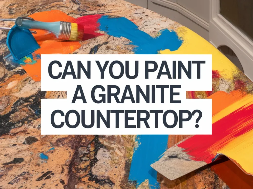 Colorful paint applied on a granite countertop illustrating the painting process.