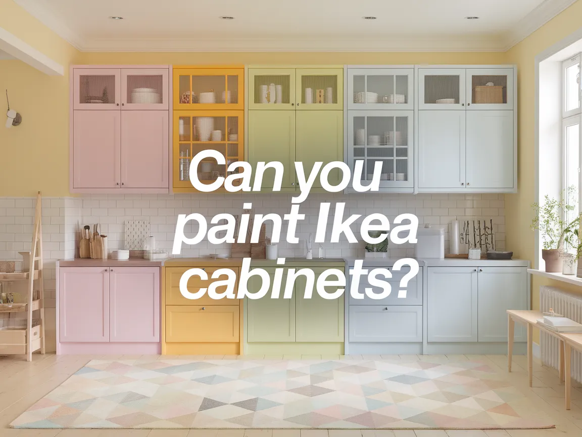 Colorful kitchen displaying painted Ikea cabinets, illustrating the concept of painting Ikea cabinets.
