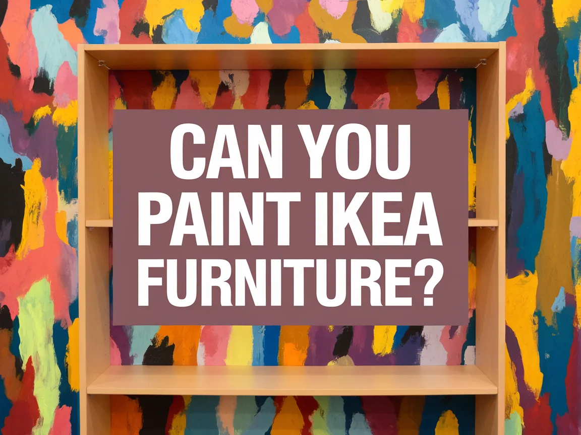 A colorful display with the question, 'Can You Paint Ikea Furniture?' highlighting the topic of painting Ikea furniture.