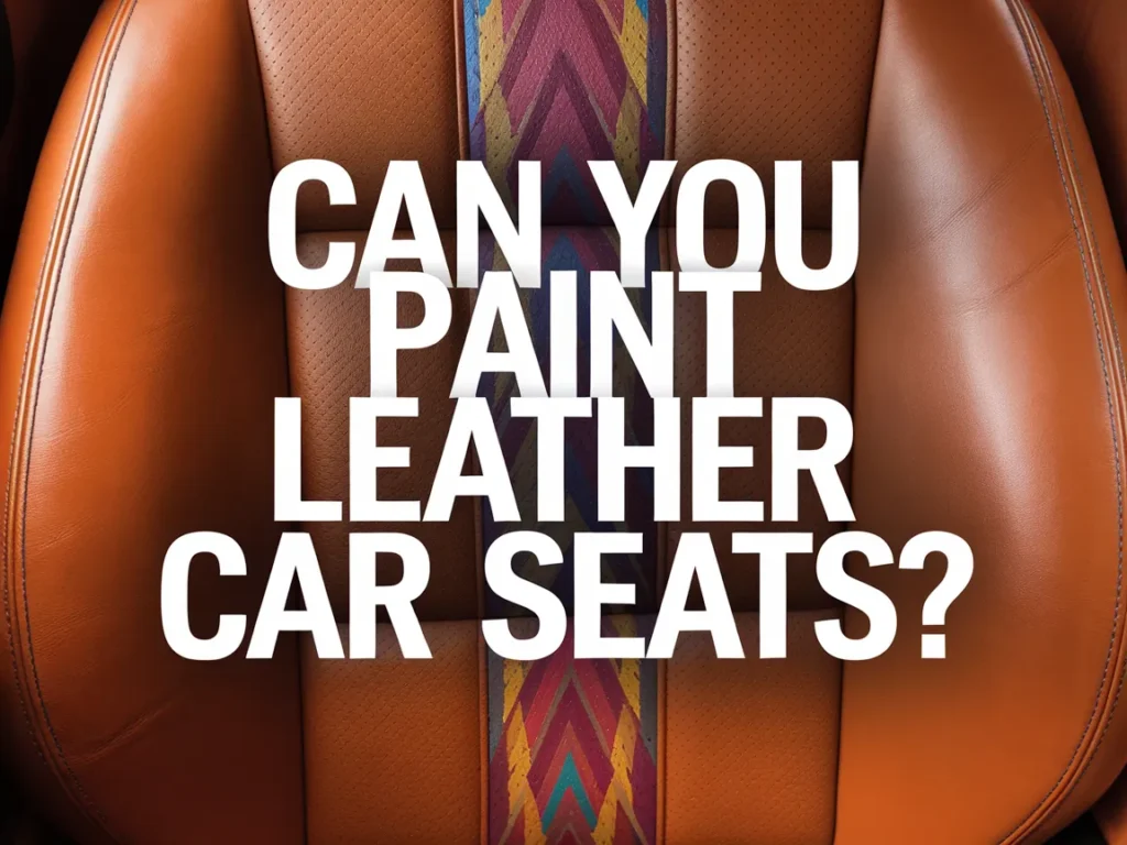 Leather car seats with painted designs, showcasing options for customization.
