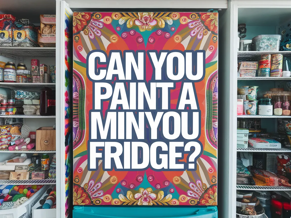 Colorful fridge with text asking if you can paint a Minyou fridge, showcasing creative DIY ideas.