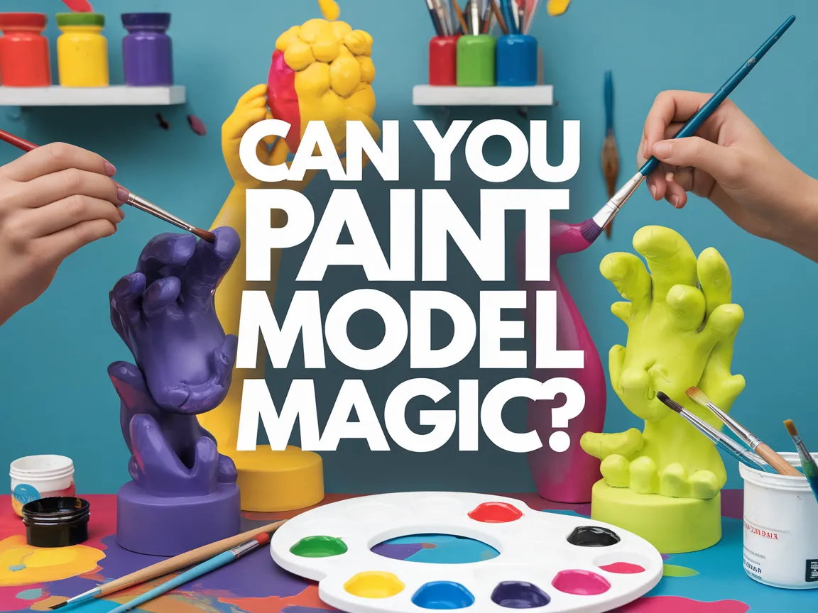 Hands painting colorful Model Magic sculptures, showcasing the painting process.