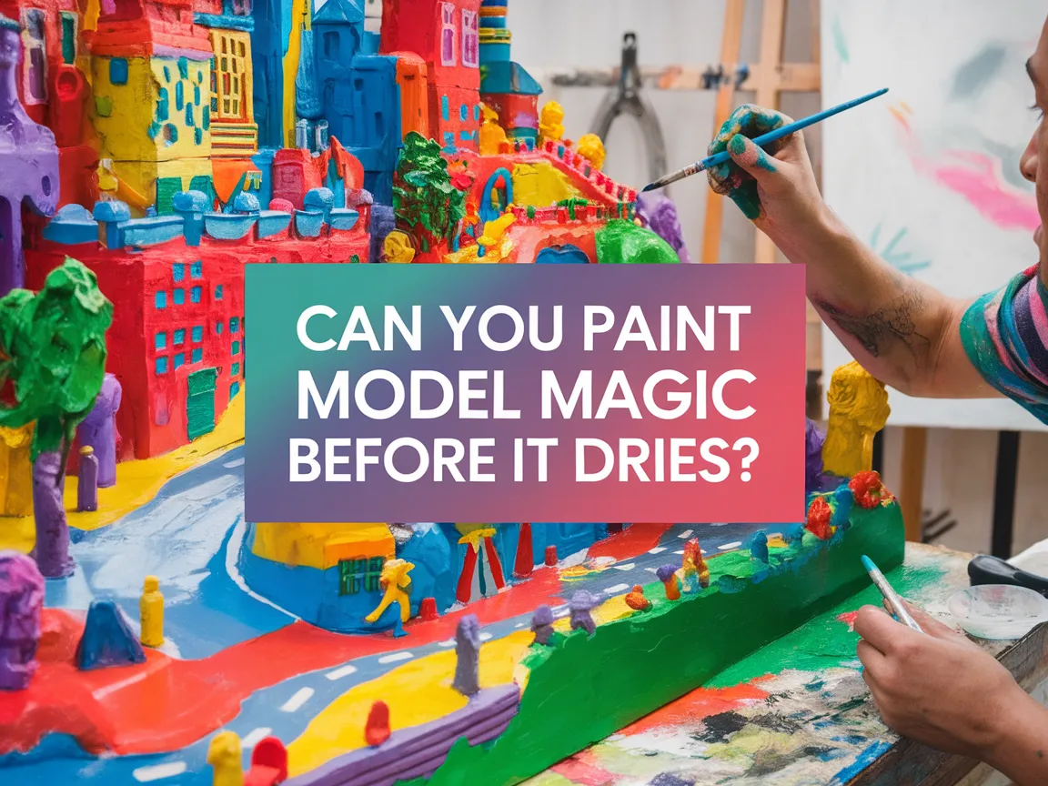 A colorful Model Magic sculpture being painted, illustrating the question of whether you can paint it before it dries.