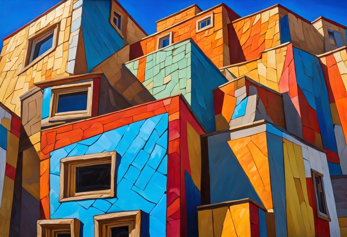 Vibrantly painted OSB exteriors showcasing colors and textures suitable for exterior applications.