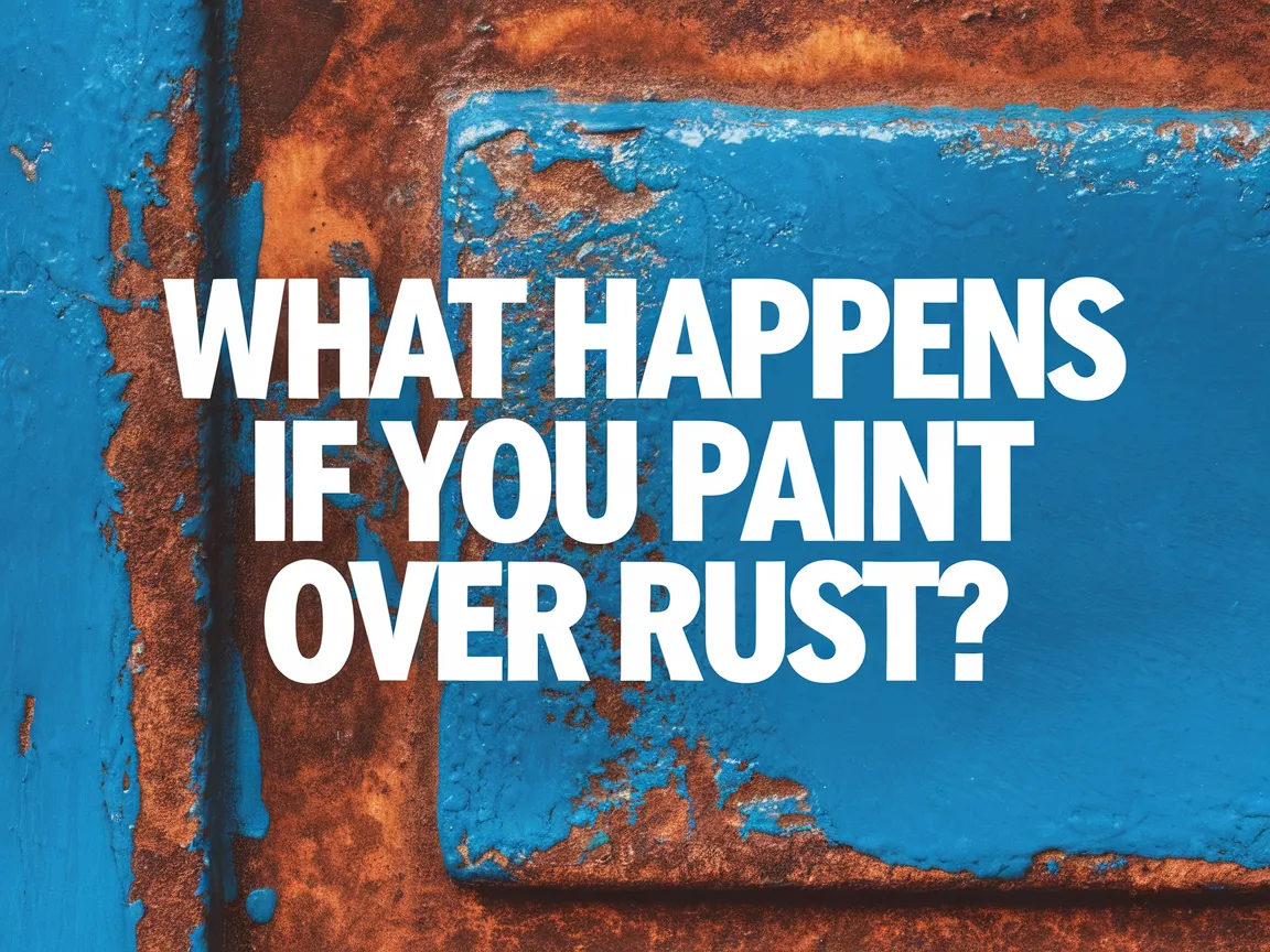 A close-up image showing rust on a metal surface with blue paint, illustrating the effects of painting over rust.